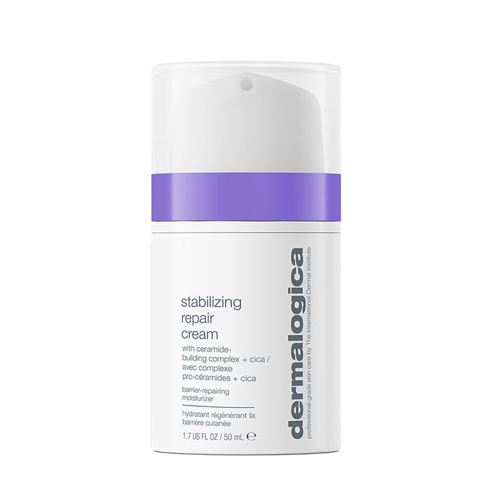 Weiße Flasche Stabilizing Repair Cream vor einem weißen Hintergrund.
