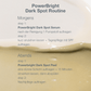 Produktdarstellung neben einem goldenen Klecks des Powerbright Dark Spot Systems.