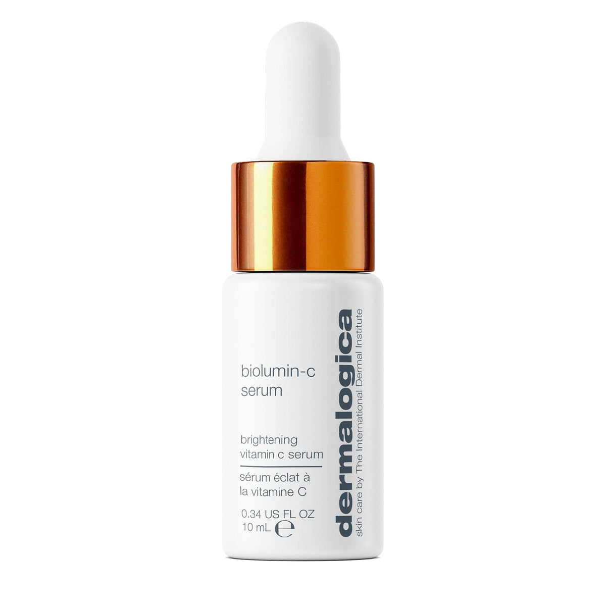 Eine Flasche Biolumin-C Serum 10 ml - Dein Geschenk zum Einkauf auf weißem Hintergrund.