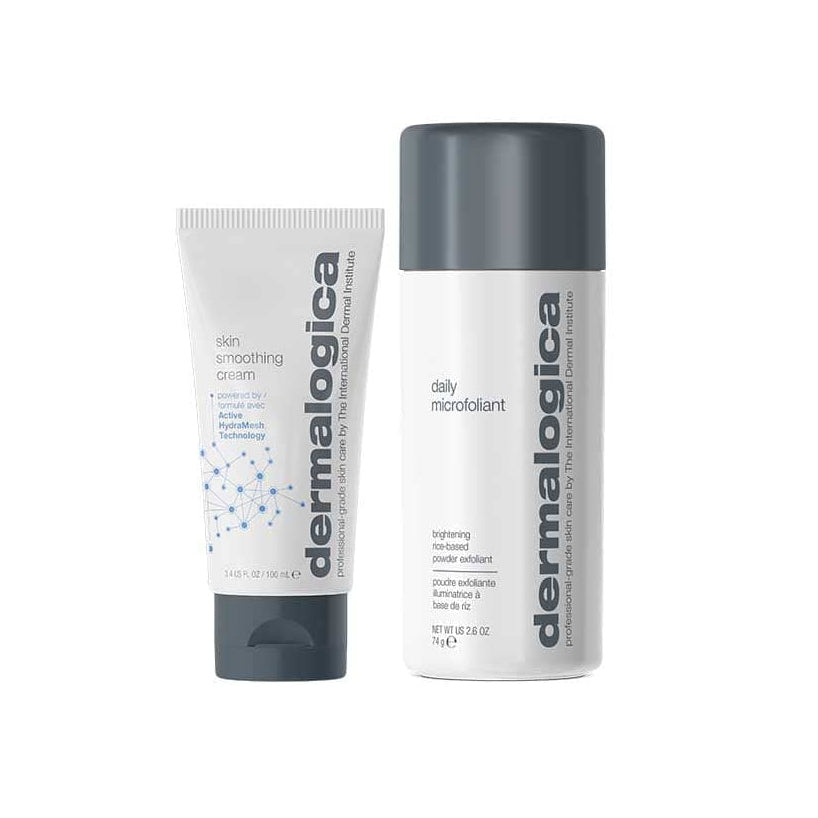 Das Set Skin Smoothing Cream + Daily Microfoliant ist auf einem weißen Hintergrund abgebildet.