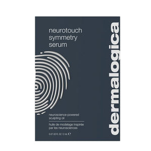 Die Verpackung des NeuroTouch Symmetry Serum Mini zeigt eine Fingerabdruckgrafik und Produktinformationen auf Englisch und Französisch. Dieses Mini erhalten Sie bei ausgewählten Einkäufen kostenlos.