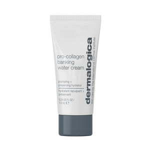 Eine 7ml weiße Tube Pro-Collagen Banking Water Cream Mini mit grauem Verschluss und beschrifteten Details. KEIN VERKAUFSPRODUKT - nicht bestellbar.