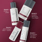 Das Skin Aging Solutions Set, ein Anti-Aging-Pflegeset mit den Schritten 1–4 auf Deutsch, liegt auf einer roten Oberfläche. Es konzentriert sich auf Reinigung, Texturierung und Reparatur und bietet eine außergewöhnliche Anti-Aging-Lösung mit Retinol-Serum zur effektiven Bekämpfung von Hautalterung.