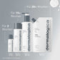 Abgebildet sind vier Dermalogica Special Cleansing Gel-Flaschen und ein seifenfreier Nachfüllbeutel in verschiedenen Größen, mit dem Hinweis, dass jede vegane Formel 3 bis über 29 Wochen lang hält.