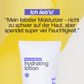 Hautpflegeprodukt "skin soothing hydrating lotion" auf gelbem Hintergrund mit Kundenbewertung "Ich lieb's! Mein liebster Moisturizer - nicht zu schwer auf der Haut, aber spendet super viel Feuchtigkeit."